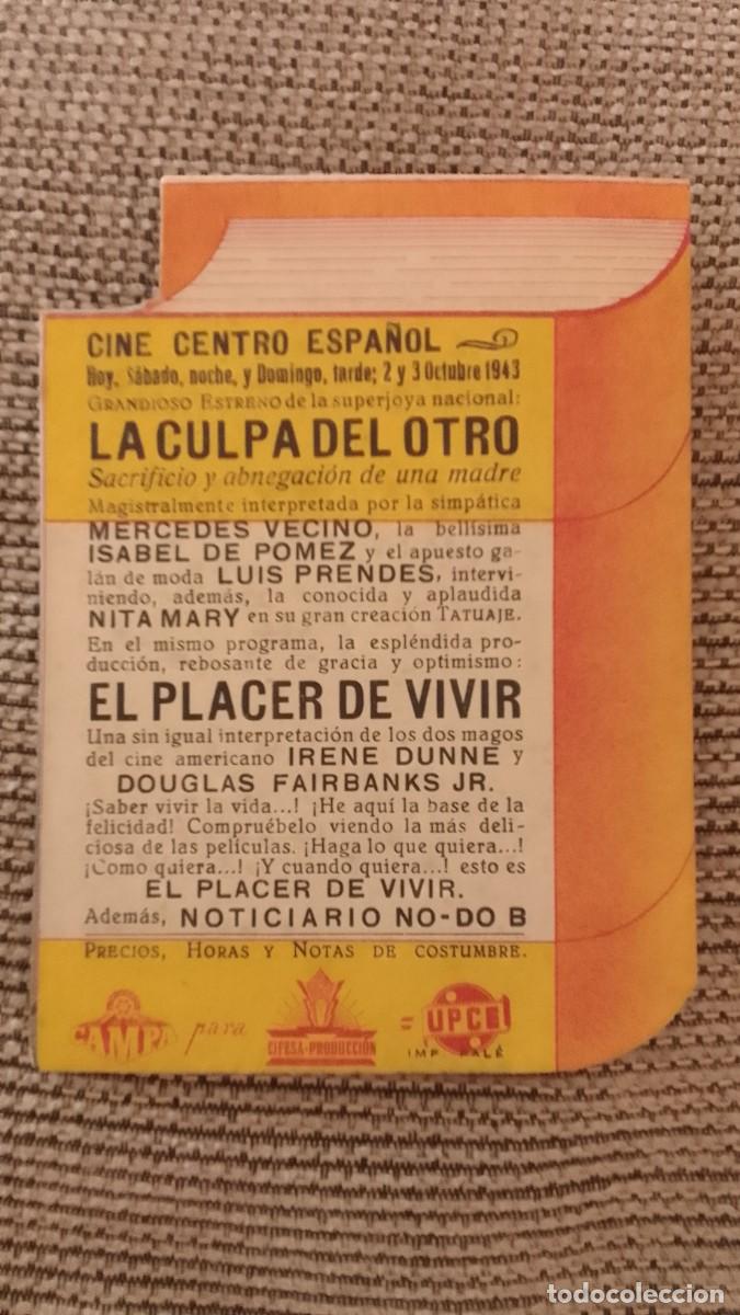 Cine: PROGRAMA DE CINE. LA CULPA DEL OTRO. DOBLE. CINE CENTRO ESPA&Ntilde;OL. DE MANO. - Foto 4