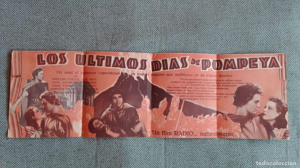 Cine: PROGRAMA DE CINE. LOS ULTIMOS DIAS DE POMPEYA. MERIAN C.COOPER. TEATRE CINEMA EL JARDI. DE MANO.