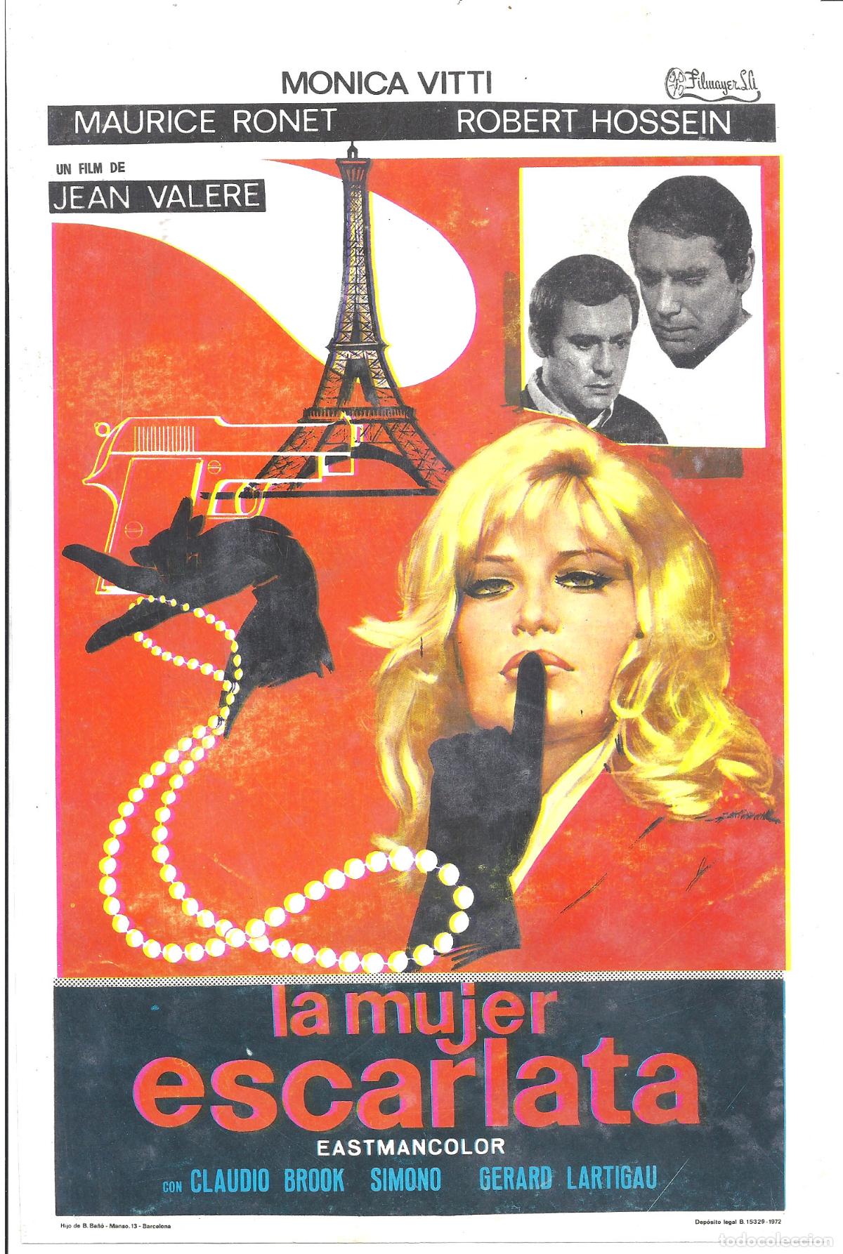 Cine: PTEB 109 LA MUJER ESCARLATA PROGRAMA PASQUIN FILMAYER MONICA VITTI MAURICE RONET ROBERT HOSSEIN
