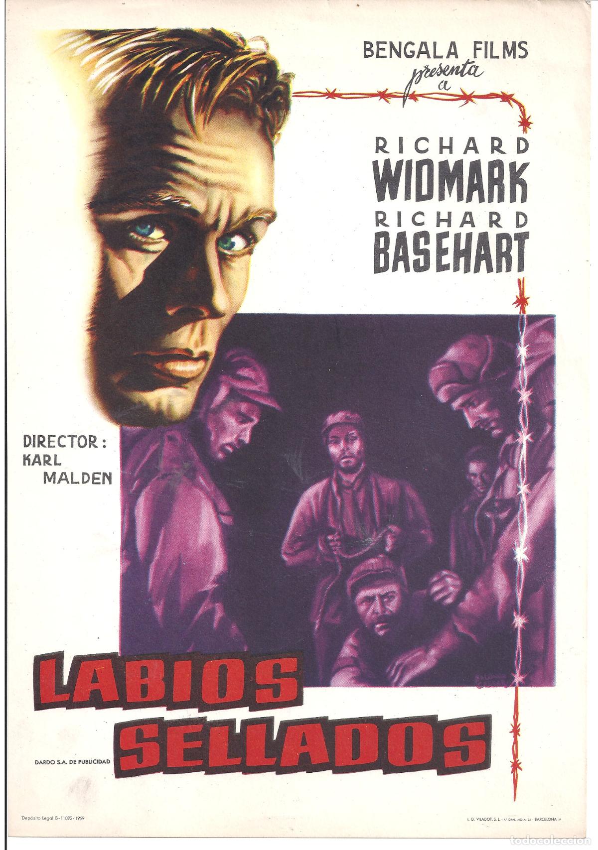 Cine: PTEB 109 LABIOS SELLADOS PROGRAMA PASQUIN BENGALA RICHARD WIDMARK RICHARD BASEHART