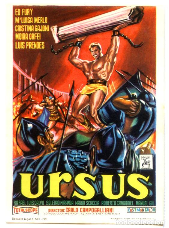 Cine: PROGRAMA, PROSPECTO,FOLLETO DE MANO ORIGINAL URSUS CINE CAPITOL TARRAGONA