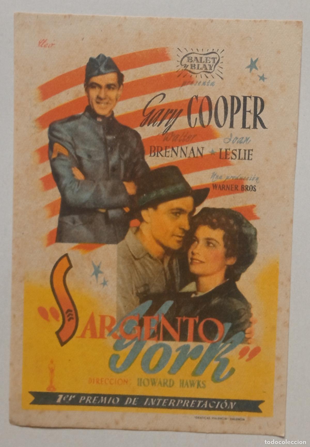 Cine: PROGRAMA DE CINE. GARY COOPER. EL SARGENTO YORK. CINE AVELLANEDA. LAS PALMAS - Foto 1