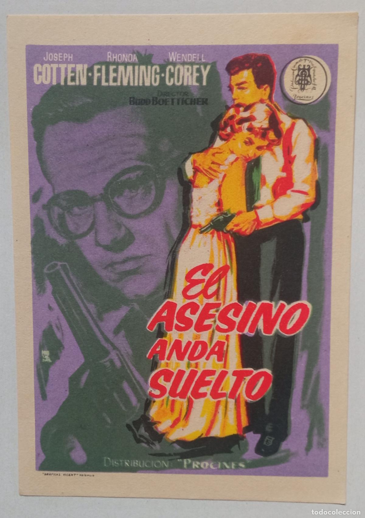 Cine: PROGRAMA DE CINE. JOSEPH COTTEN. EL ASESINO ANDA SUELTO. PORTADA DE MONTALB&Aacute;N