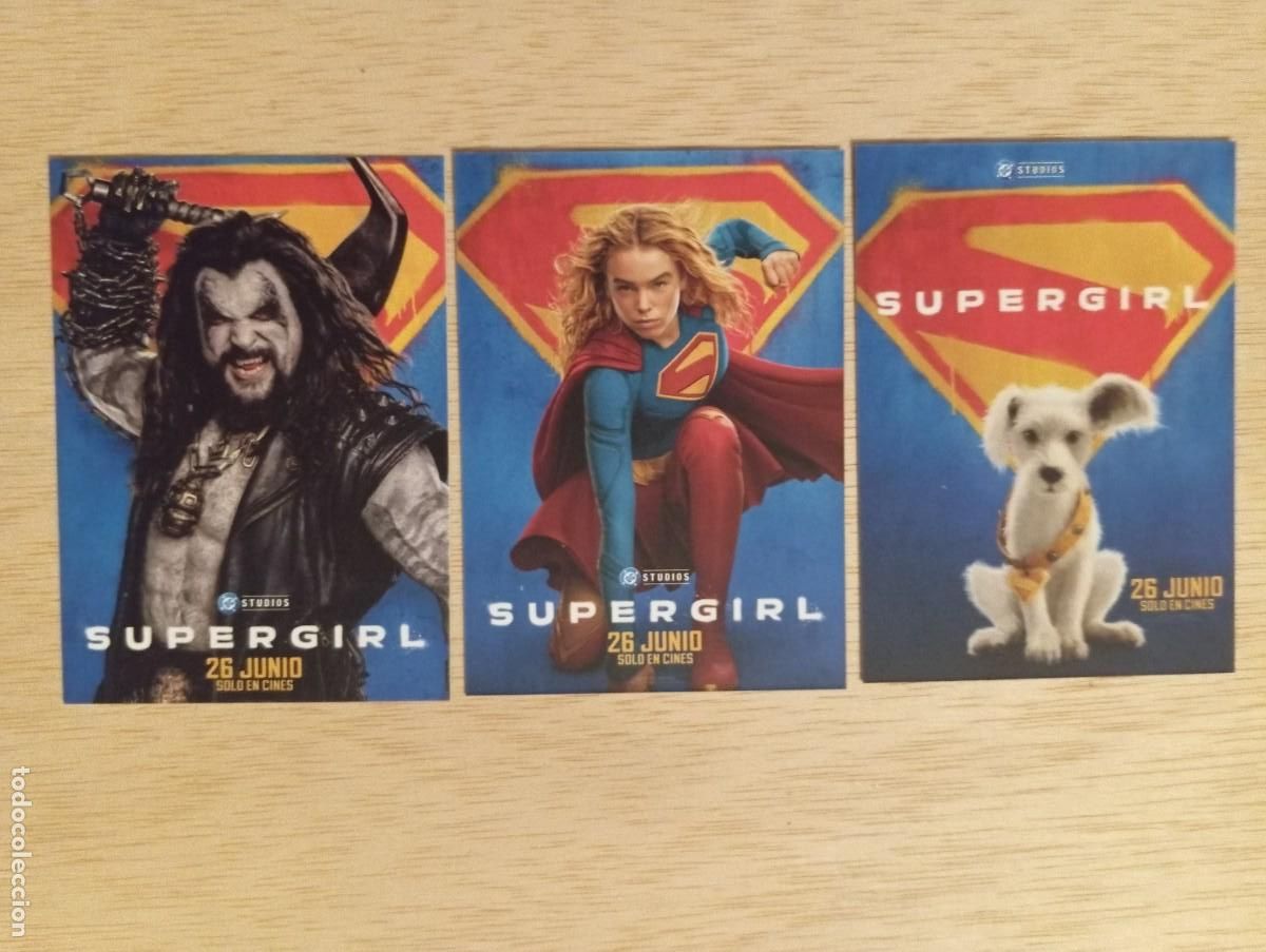 Cine: 3 FANCARD DE *&rdquo; SUPERGIRL **. 9 x 6.5 CMS
