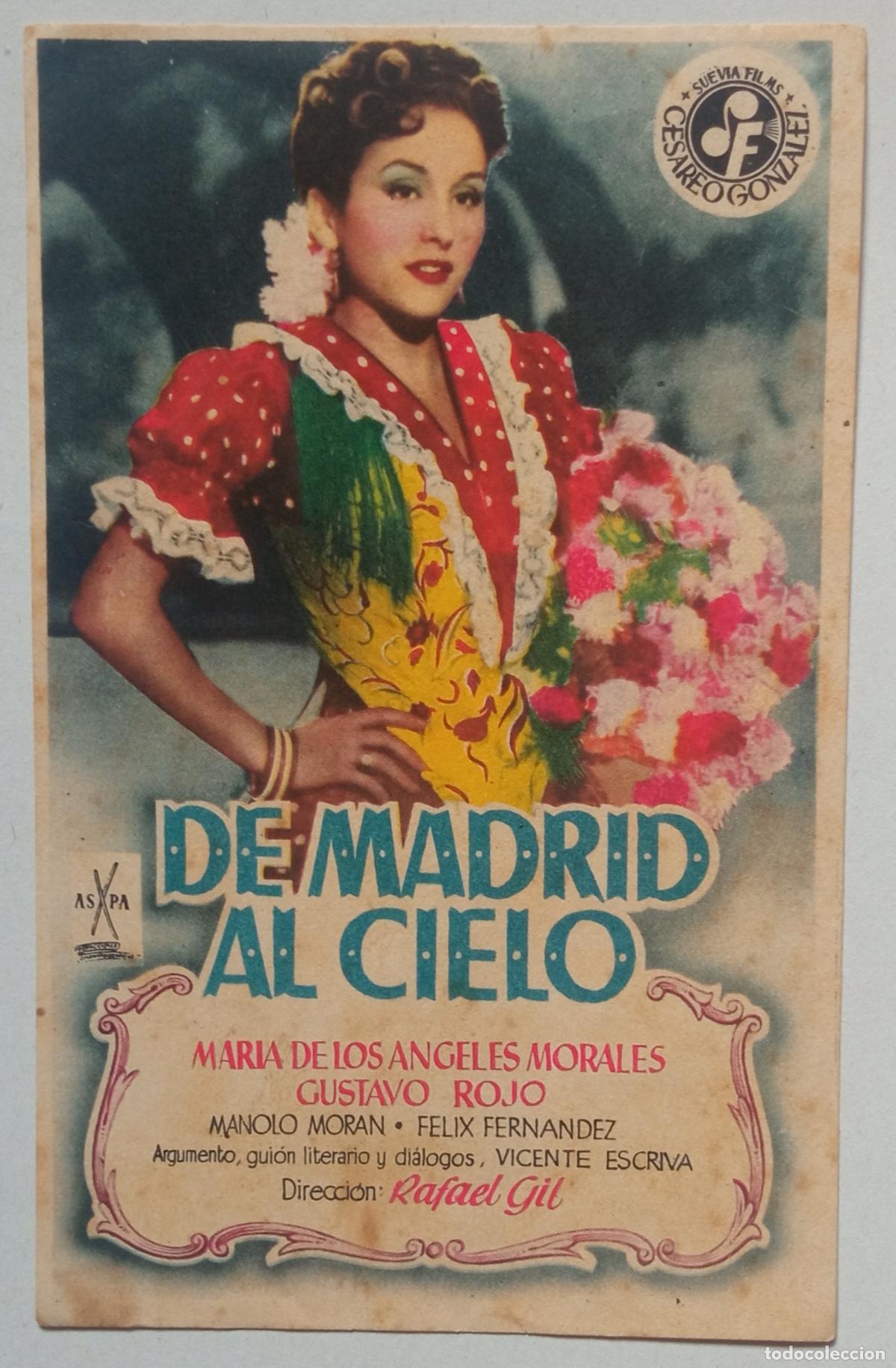 Cine: PROGRAMA DE CINE. MAR&Iacute;A DE LOS &Aacute;NGELES MORALES.DE MADRID AL CIELO. SELLO CINEMA ATALA. ICOD.TENERIFE
