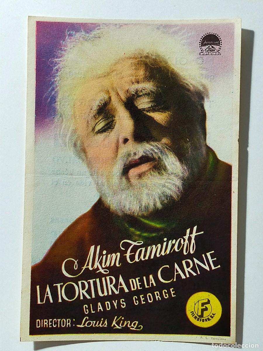 Cine: Programa Sencillo Orig: LA TORTURA DE LA CARNE. Glays George - Teatro de Las Cortes (San Fernando)