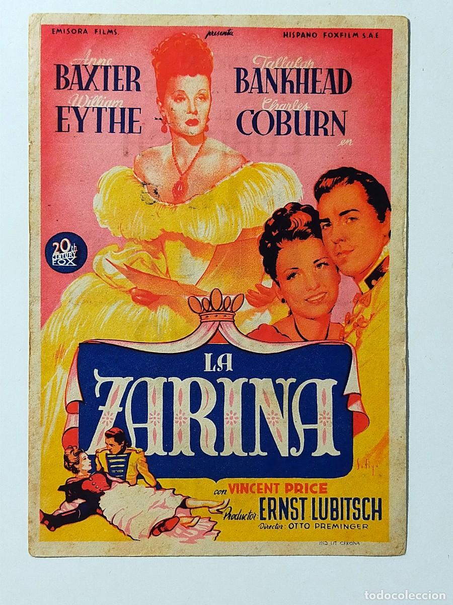 Cine: Programa Sencillo Orig: LA ZARINA. Charles Coburn, Anne Baxter - Teatro Villamarta (Jerez)