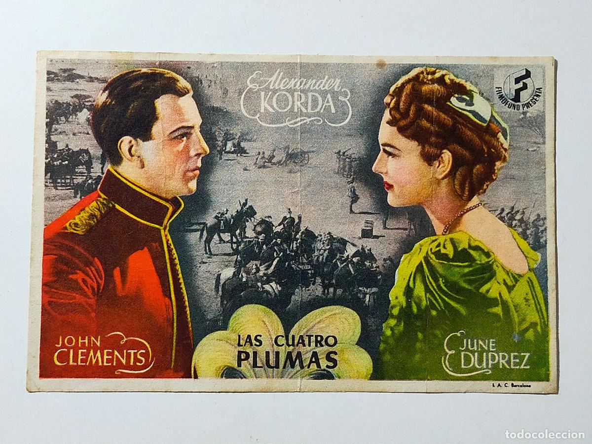 Cine: Programa Sencillo Orig: LAS CUATRO PLUMAS. John Clements, June Duprez - Cine Municipal (C&aacute;diz)