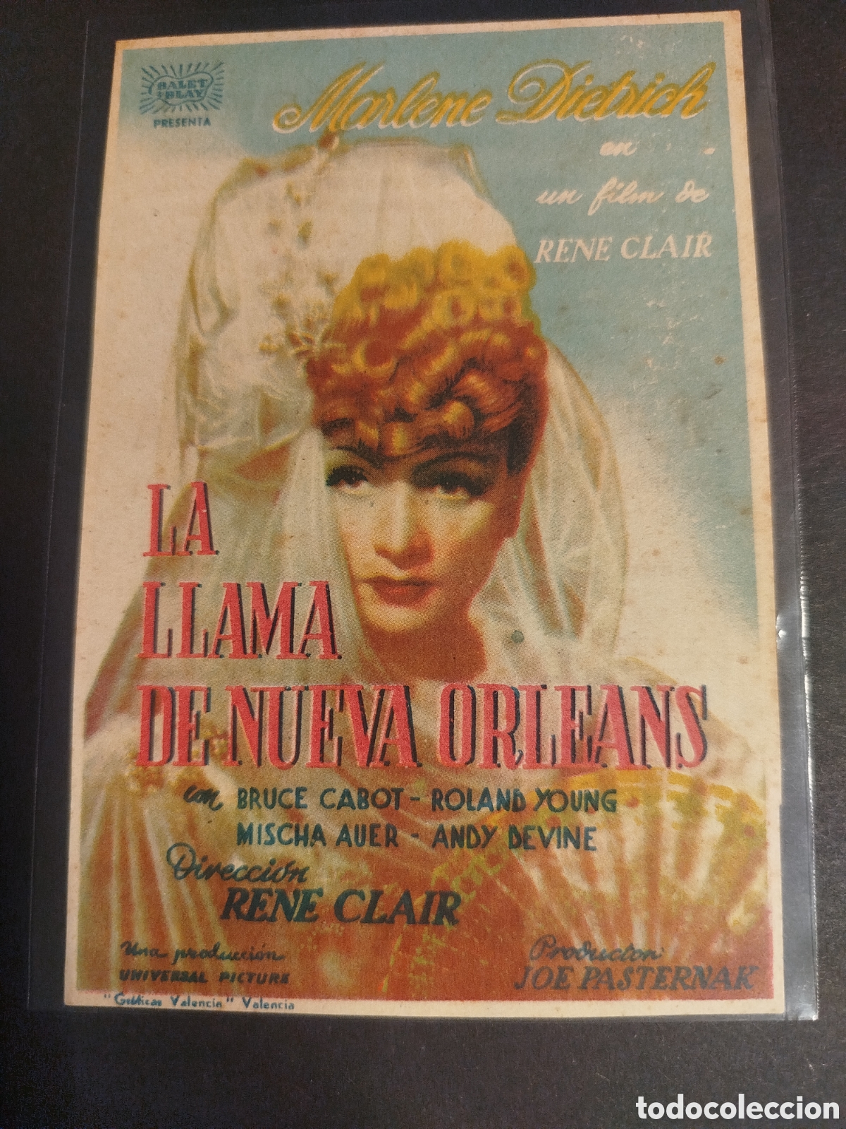 Folhetos de m&atilde;o de filmes antigos de cinema: LA LLAMA DE NUEVA ORLEANS C/PUBLICIDAD