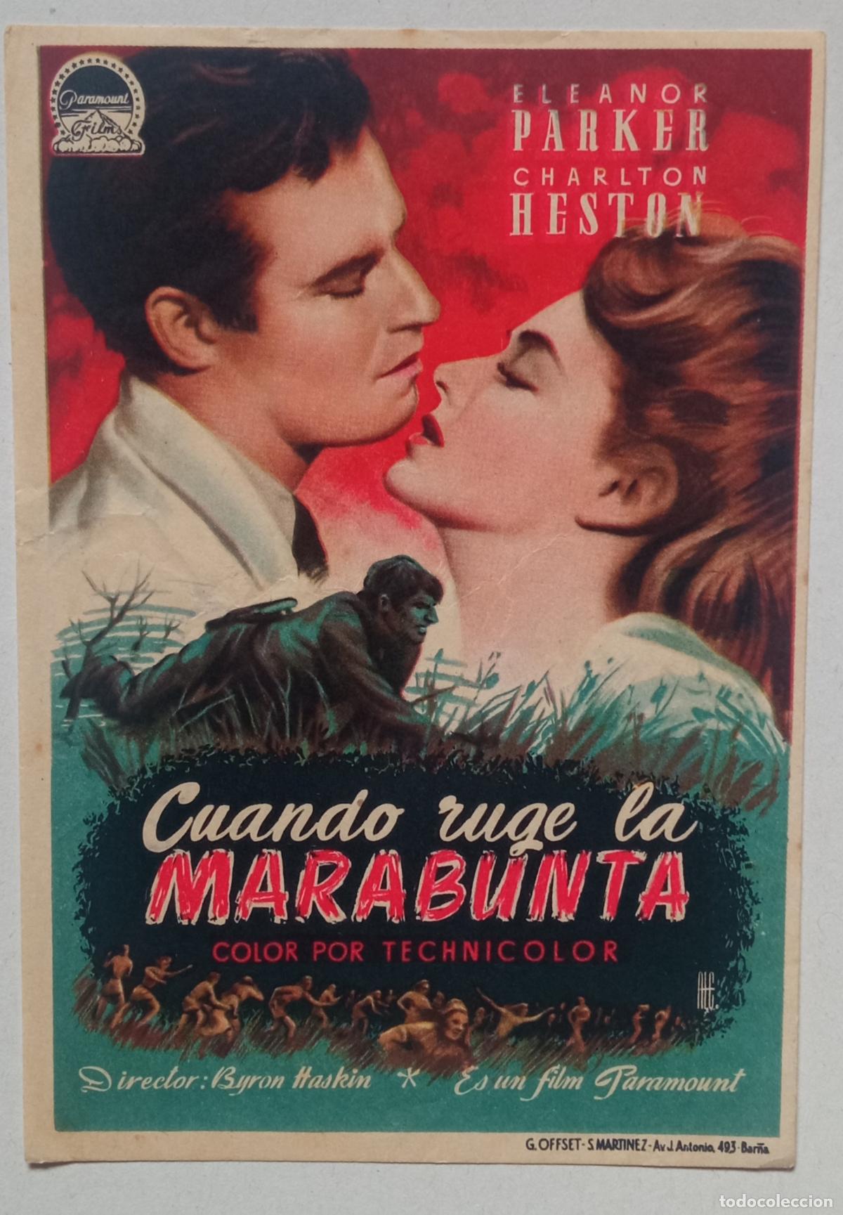 Cine: PROGRAMA DE CINE. ELEANOR PARKER. CHARLTON HESTON. CUANDO RUGE LA MARABUNTA. SELLO CINE
