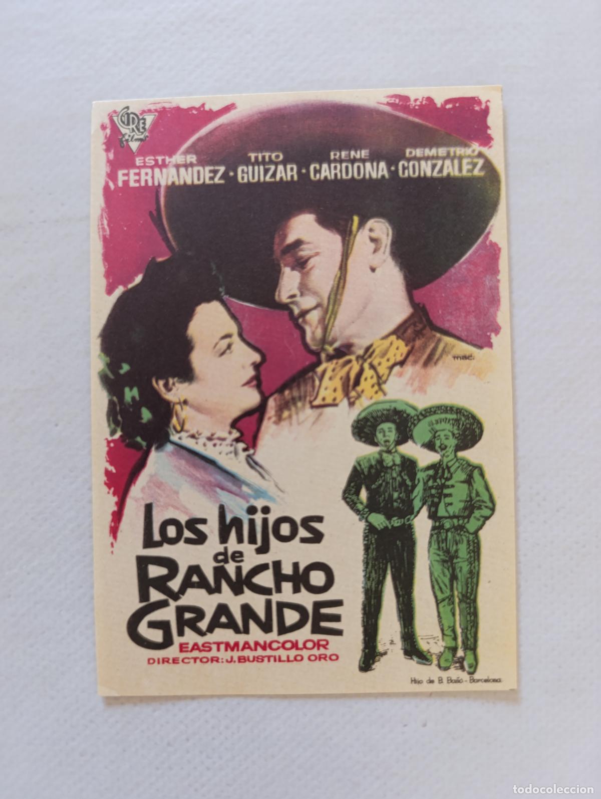 Cine: FOLLETO DE MANO - LOS HIJOS DE RANCHO GRANDE - ESTHER FERNANDEZ - SIN PUBLICIDAD (148N)