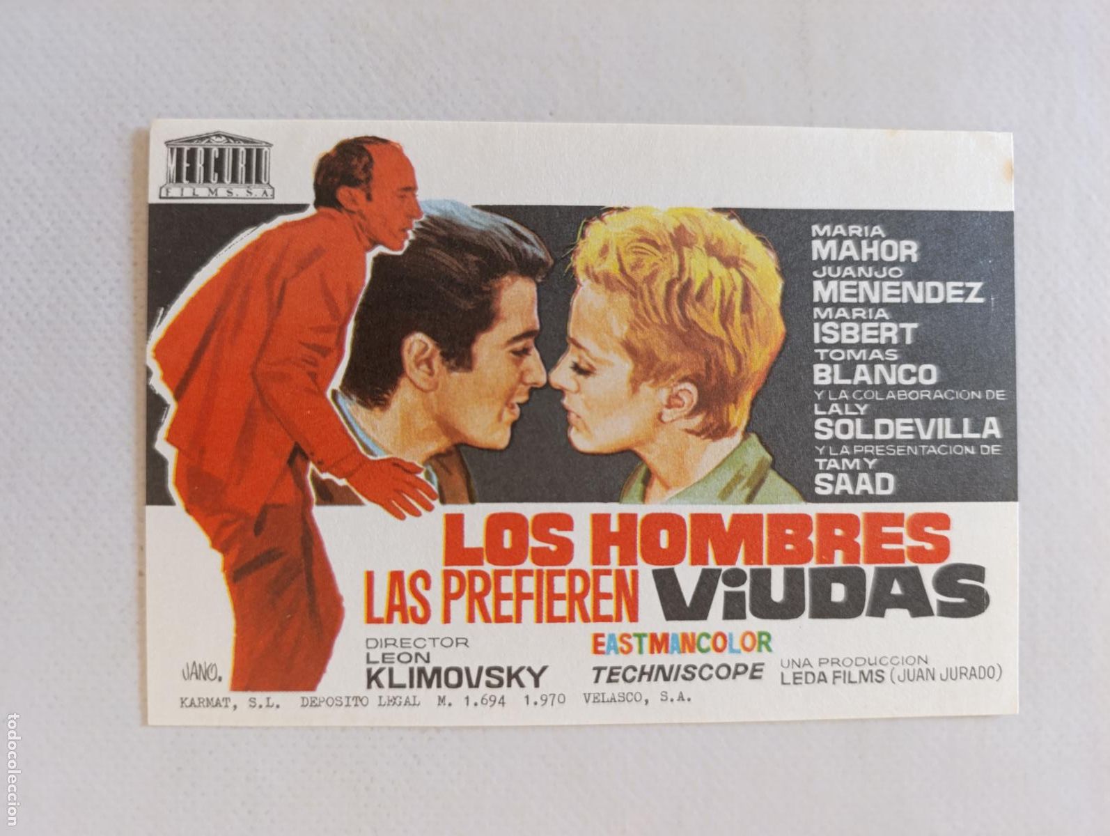 Cine: FOLLETO DE MANO - LOS HOMBRES LAS PREFIEREN VIUDAS - MARIA MAHOR - SIN PUBLICIDAD (148N)
