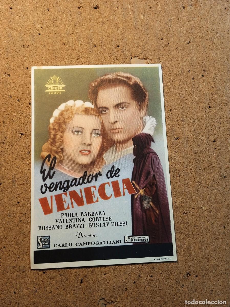Cine: FOLLETO DE MANO SIN PUBLICIDAD EL VENGADOR DE VENECIA