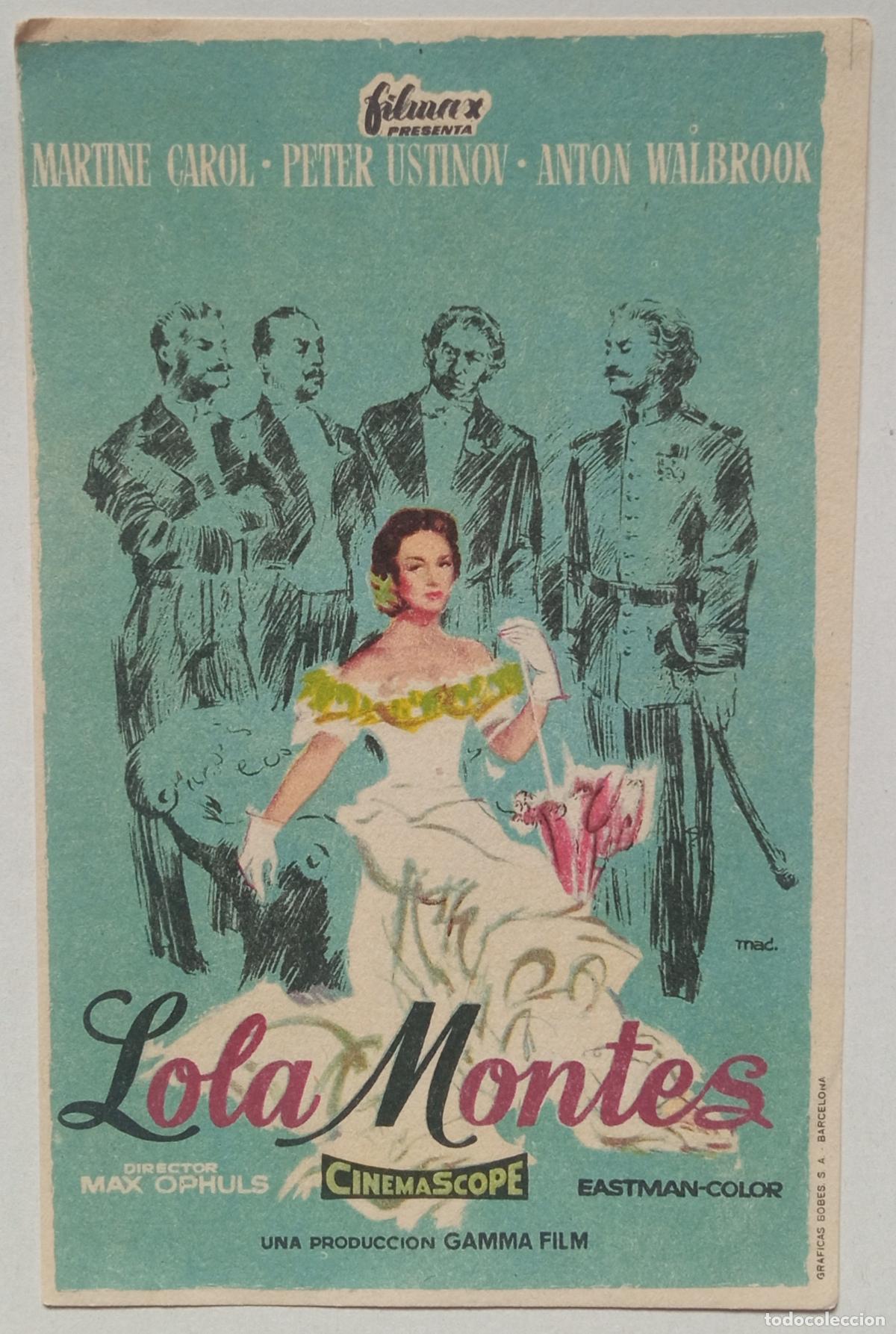 Cine: PROGRAMA DE CINE. MARTINE CAROL. PETER USTINOV. LOLA MONTES. PORTADA DE MAC