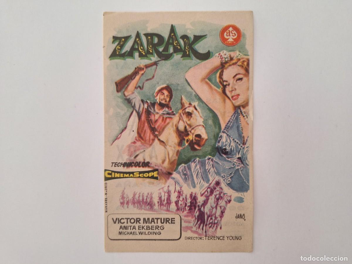 Cine: CINE FOLLETO DE MANO ZARAK VICTOR MATURE CON PUBLICIDAD CINE PALAFOX FMD RV 14