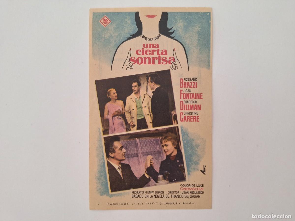 Cine: CINE FOLLETO DE MANO UNA CIERTA SONRISA CON PUBLICIDAD TEATRO ESPA&Ntilde;OL FMD RV 20