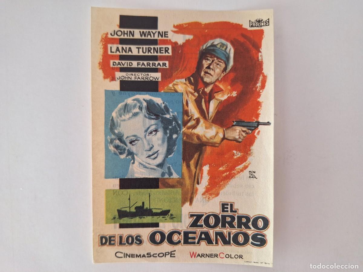 Cine: CINE FOLLETO DE MANO EL ZORRO DE LOS OCEANOS JOHN WAYNE CON PUBLICIDAD TEATRO CERVANTES FMD RV 31