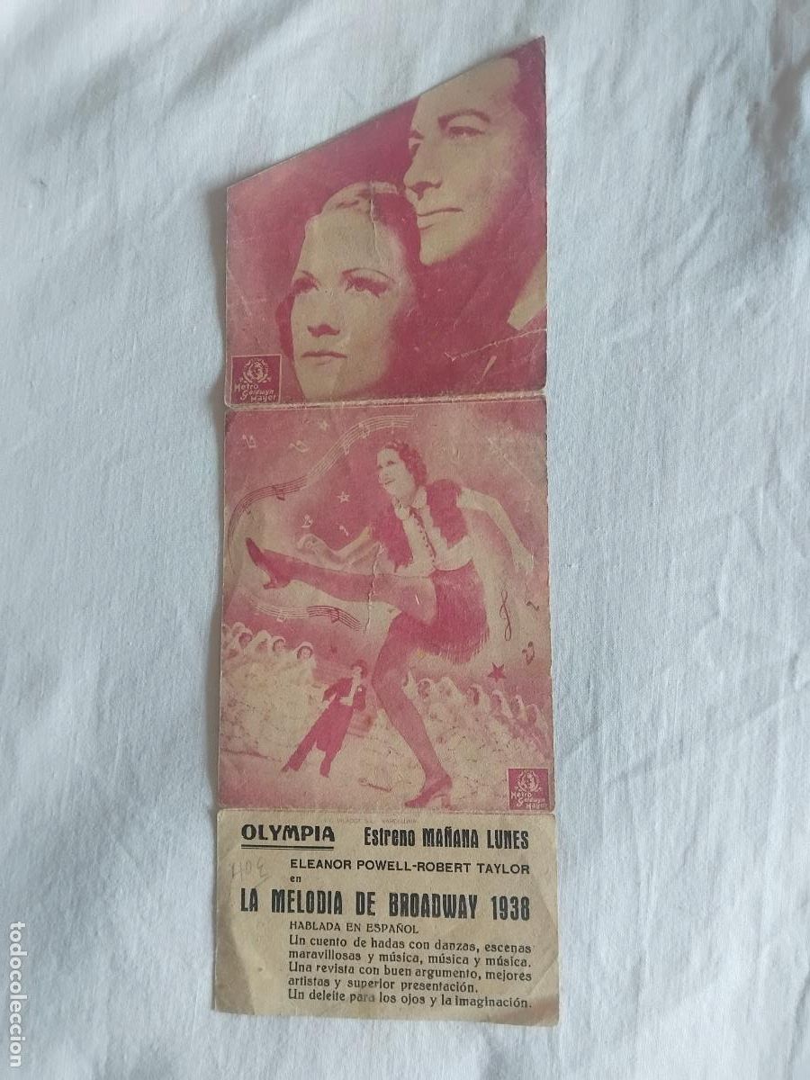 Cine: PROGRAMA DE CINE LA MELODIA DE BROADWAY 1938. CINE OLIMPIA. - Foto 3