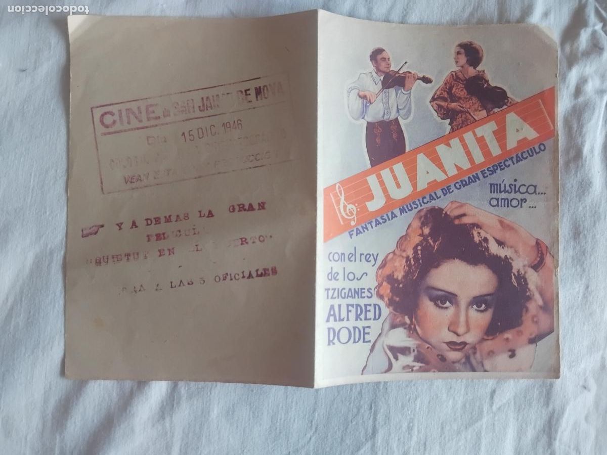 Cine: PROGRAMA DE CINE DOBLE JUANITA. ALFRED RODE. CINE SAN JAIME DE MOYA.