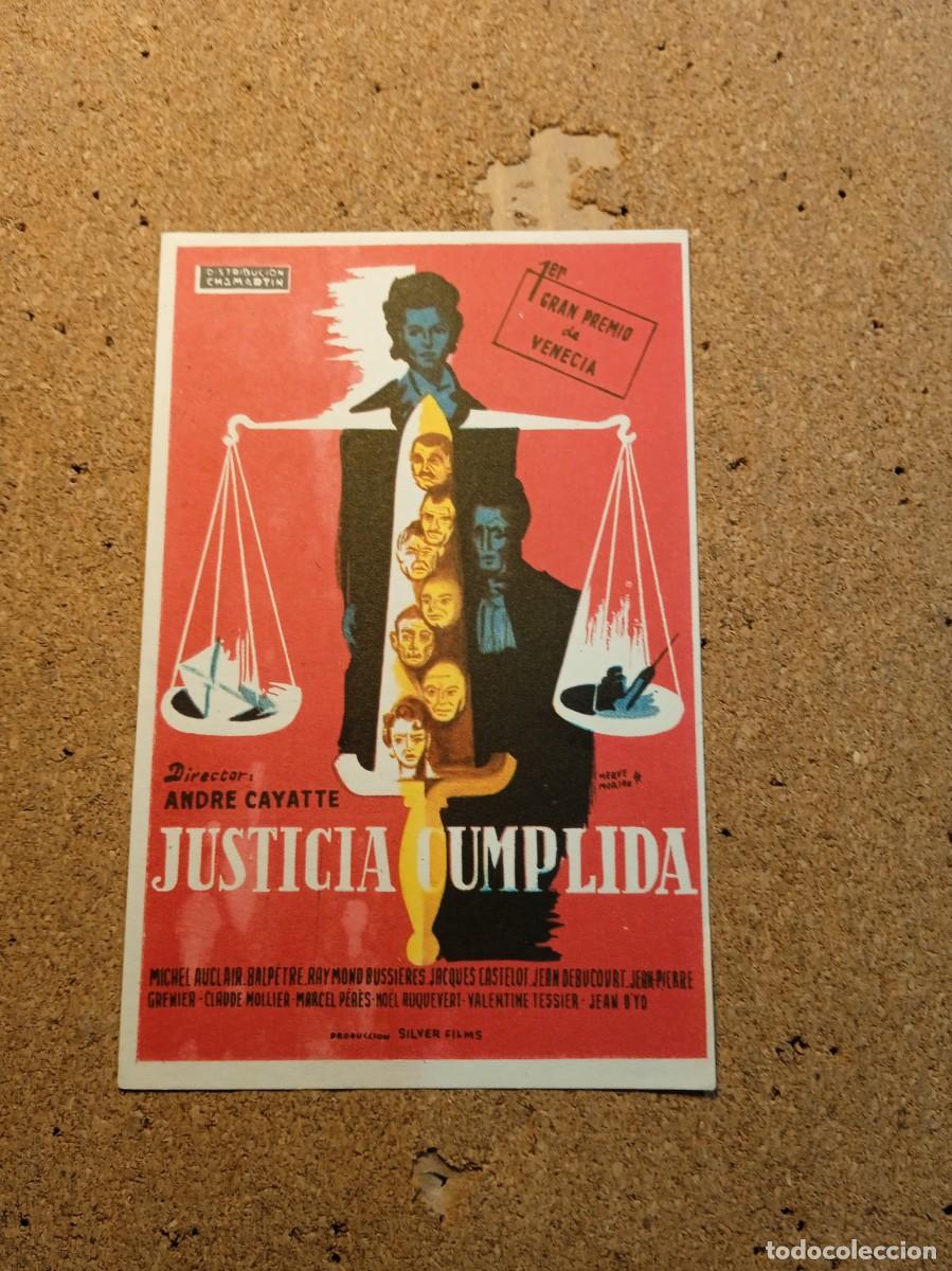 Cinema: FOLLETO DE MANO SIN PUBLCIDAD JUSTICIA CUMPLIDA