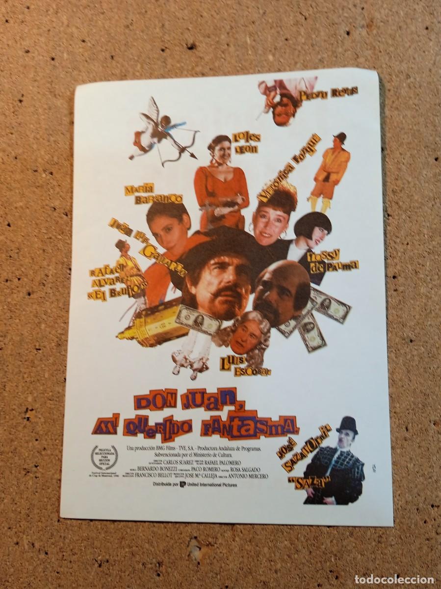 Folhetos de m&atilde;o de filmes antigos de cinema: FOLLETO DE MANO CON PUBLICIDAD DON JUAN MI QUERIDO FANTASMA