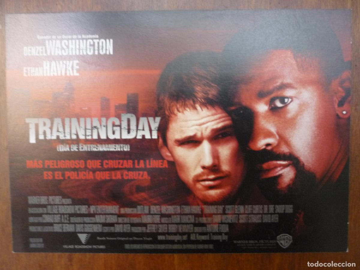 Cine: training day - folleto mano original invitacion preestreno - Denzel Washington ethan hawke