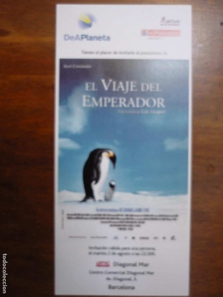 Cine: el viaje del emperador - folleto mano original invitacion preestreno - maribel verdu jose coronado