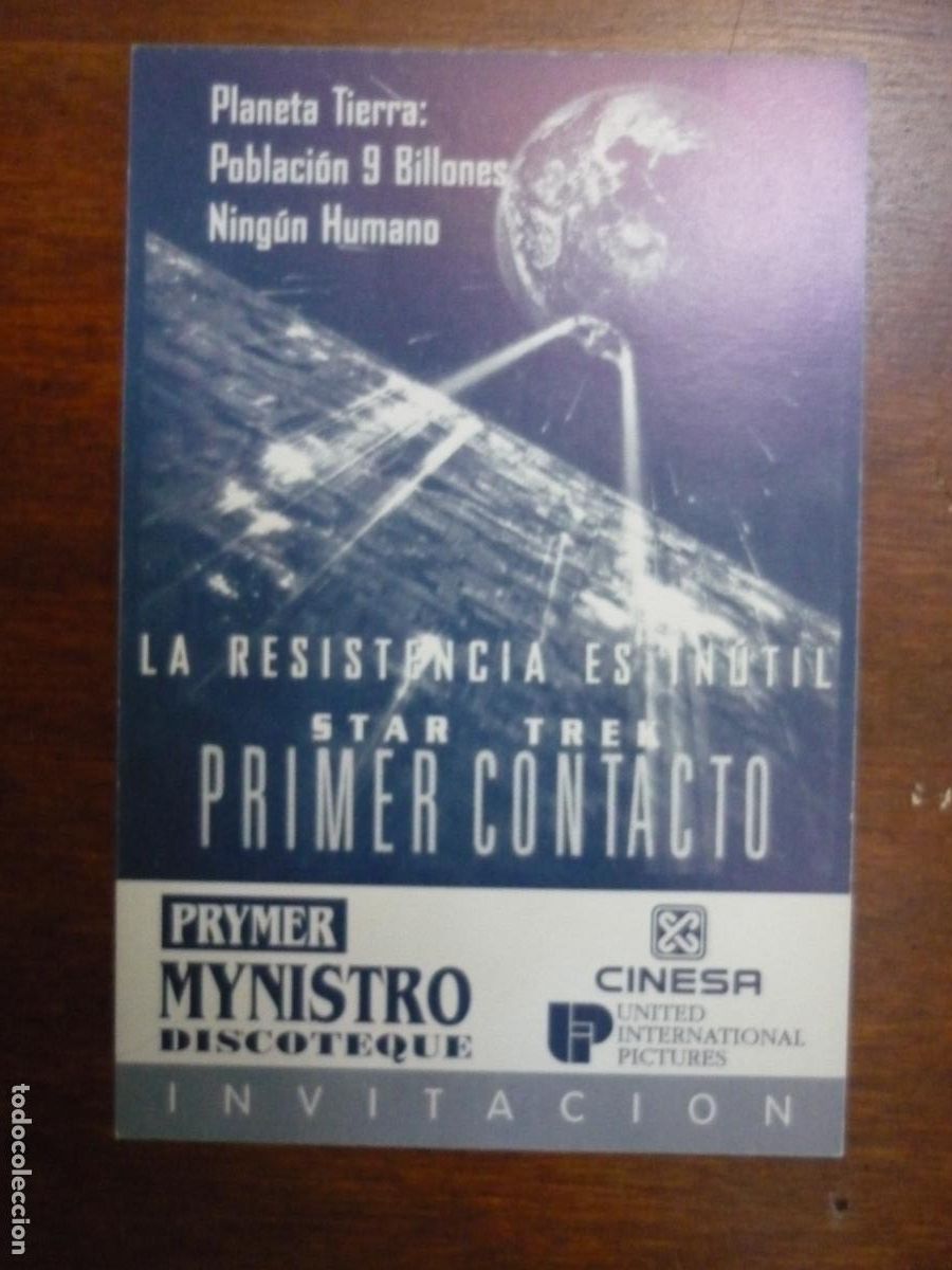 Cine: star trek primer contacto - folleto mano original invitacion preestreno - patrick stewart