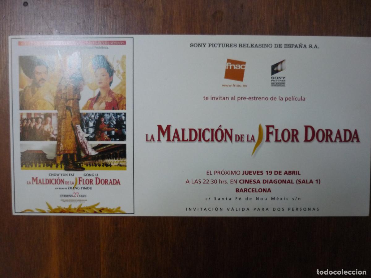 Cine: la maldicion de la flor dorada - folleto mano original invitacion preestreno - Zhang Yimou gong li