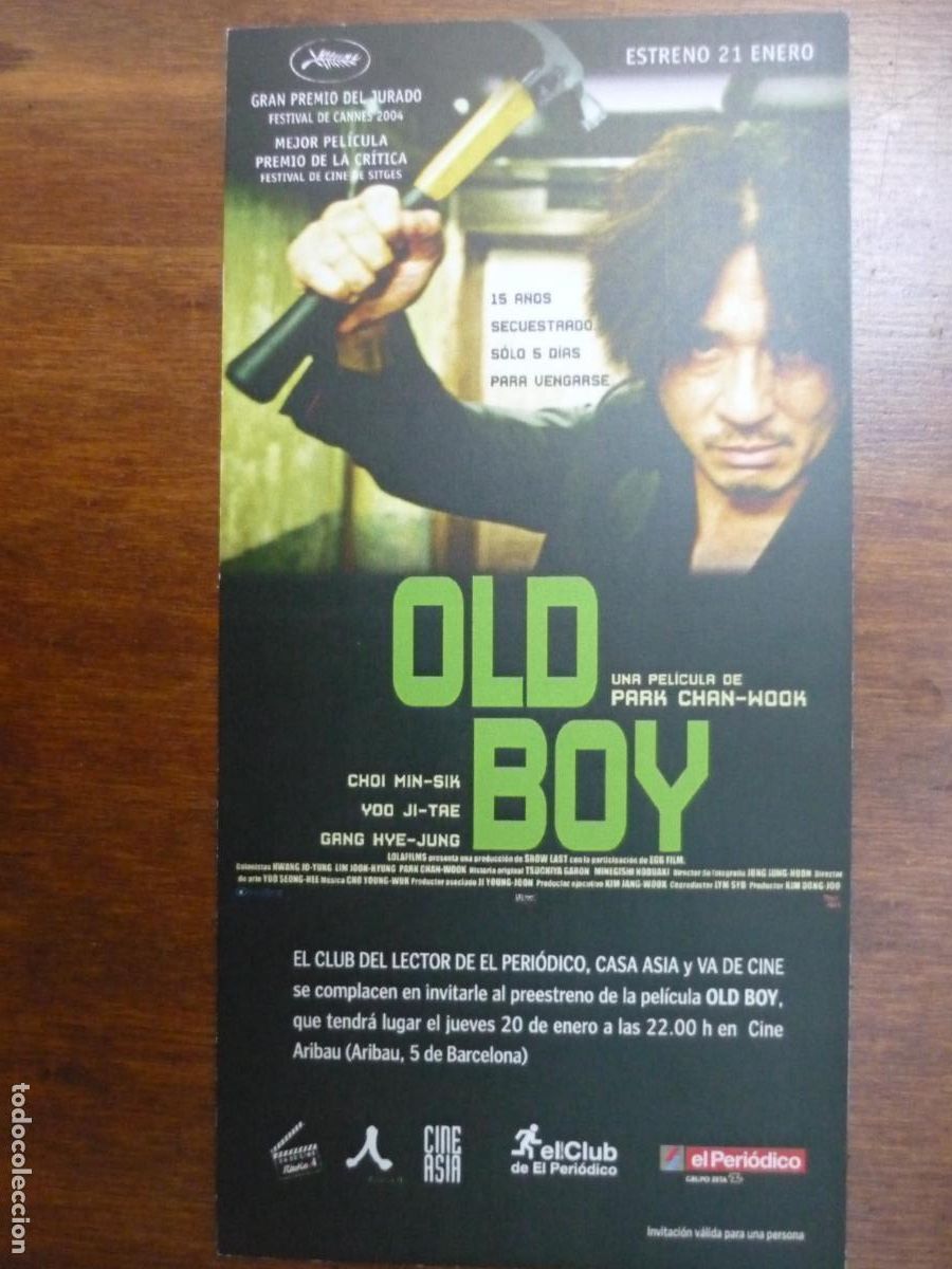 Cine: old boy - folleto mano original invitacion preestreno - Park Chan-wook