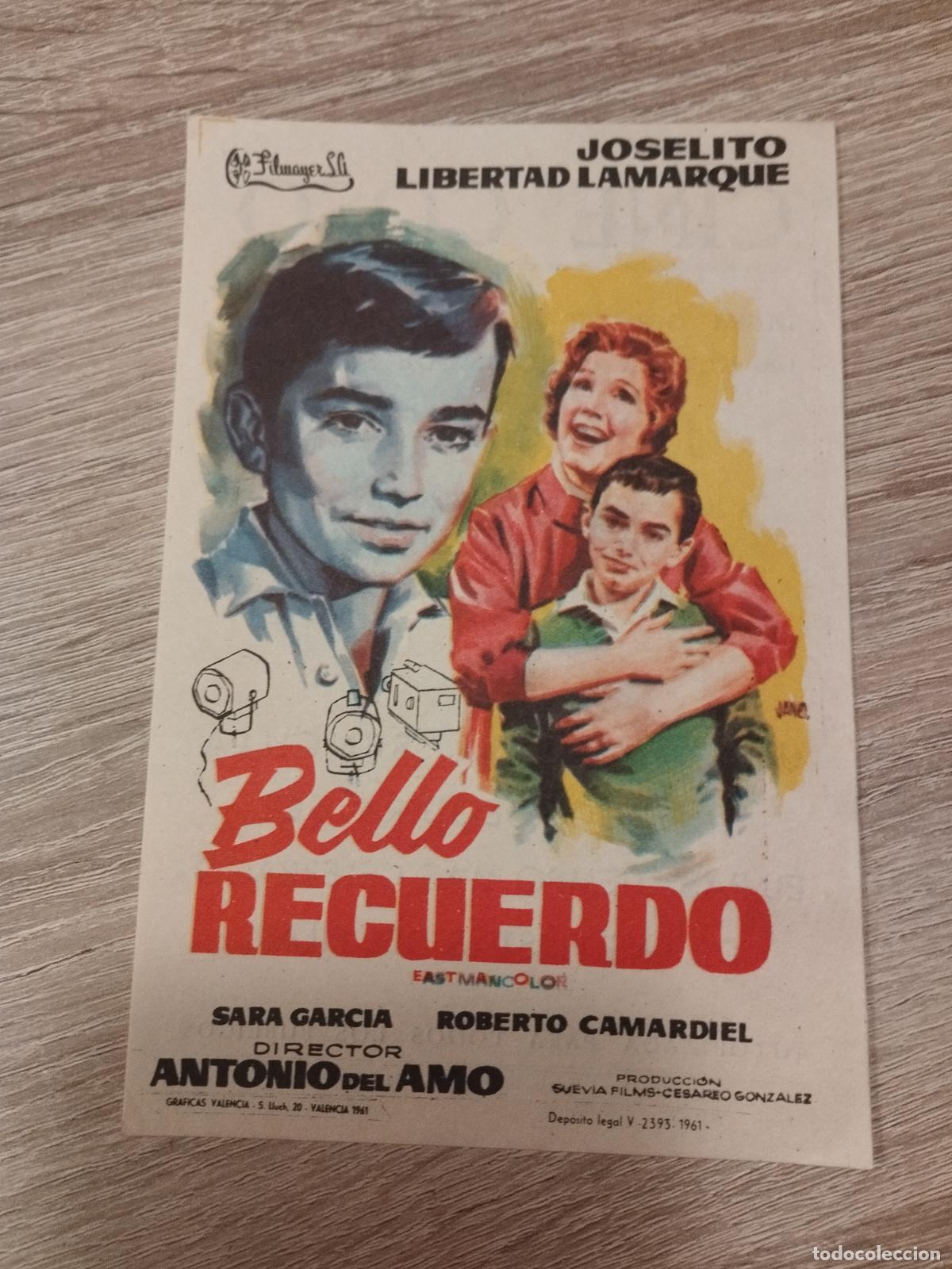 Folhetos de m&atilde;o de filmes antigos de cinema: SEV. PROGRAMA DE CINE. BELLO RECUERDO. JOSELITO. CINE COSO. ZARAGOZA