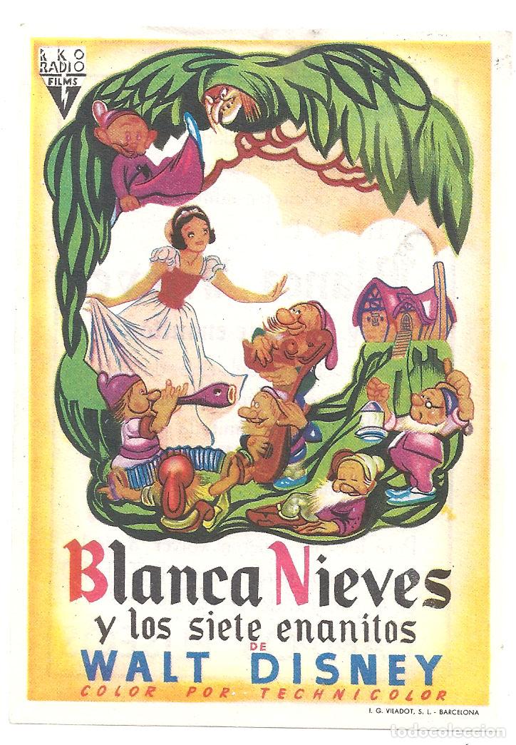  Flyers Publicitaires de films Anciens: PTCC7 12 BLANCA NIEVES Y LOS SIETE ENANITOS PROGRAMA SENCILLO RKO WALT DISNEY