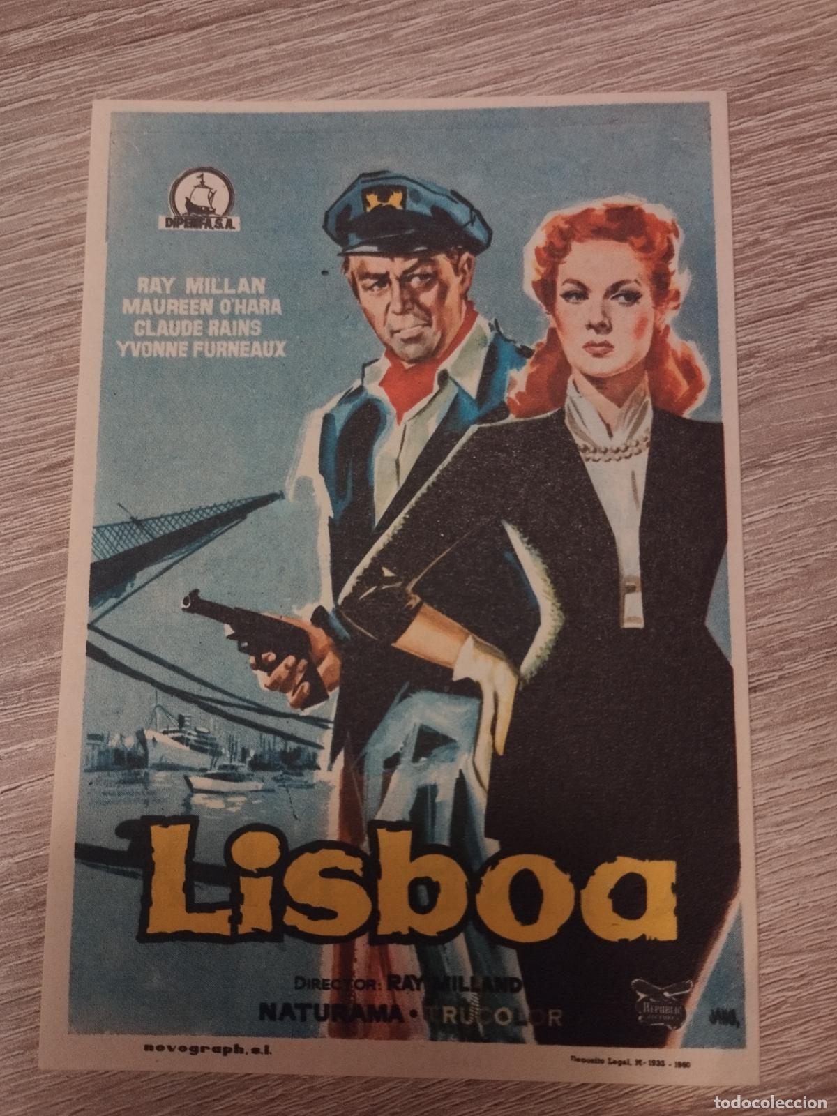 Flyers Publicitaires de Films Anciens: SEV. PROGRAMA DE CINE. LISBOA. CON MAUREEN O'HARA. CINE REX. ZARAGOZA