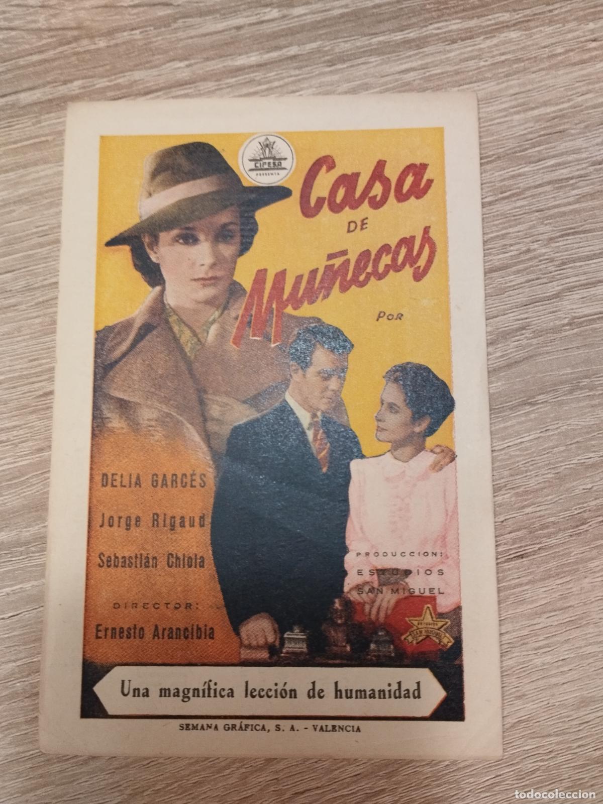 Folhetos de m&atilde;o de filmes antigos de cinema: SEV. PROGRAMA DE CINE. CASA DE MU&Ntilde;ECAS. CINE MARIN. TERUEL.