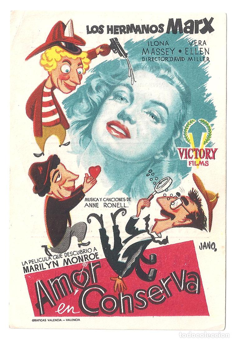 Kino: PTCC7 12 AMOR EN CONSERVA PROGRAMA SENCILLO VICTORY HERMANOS MARX MARILYN MONROE