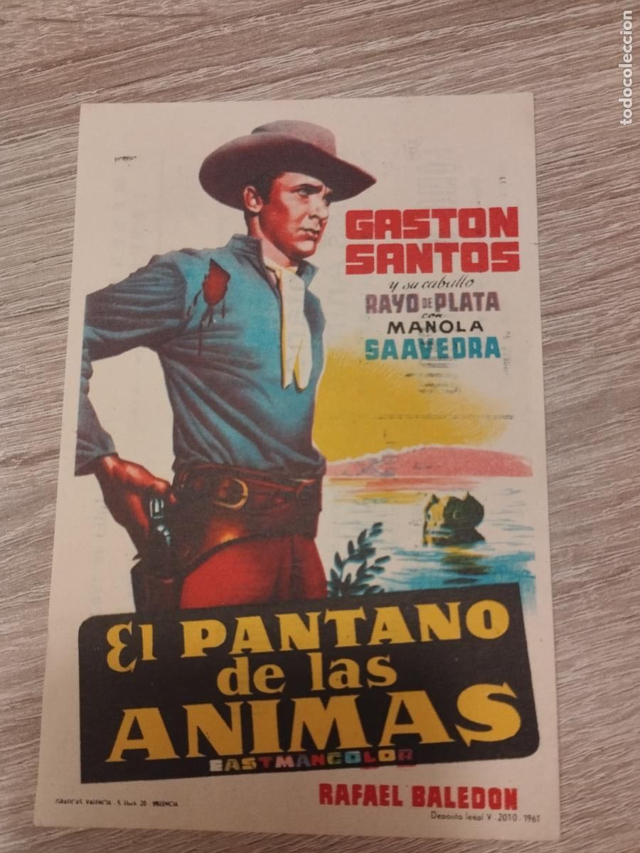 Foglietti di film di film antichi di cinema: SEV. PROGRAMA DE CINE. EL PANTANO DE LAS ANIMAS. CINE MARIN. TERUEL.