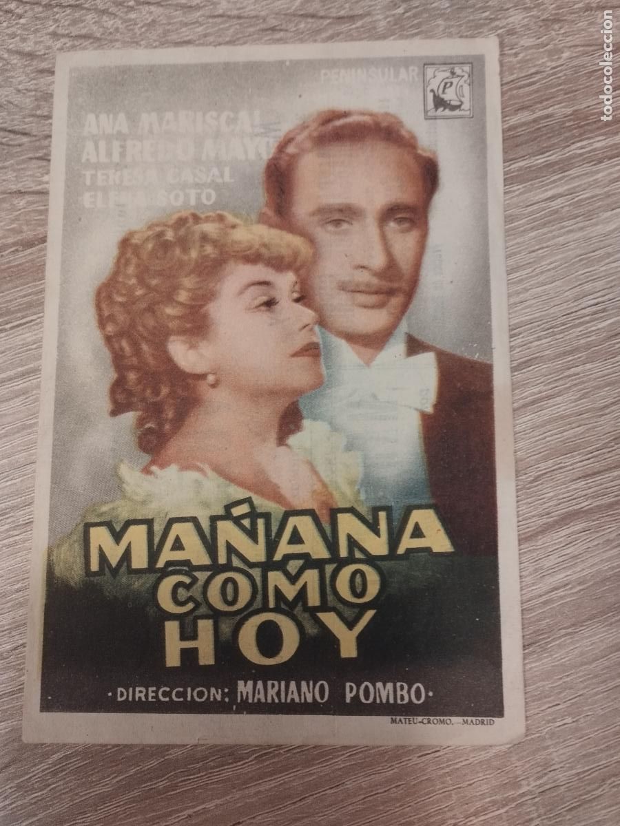 Flyers Publicitaires de Films Anciens: SEV. PROGRAMA DE CINE. MA&Ntilde;ANA COMO HOY. CON ANA MARISCAL Y ALFREDO MAYO. CINE MARIN. TERUEL.