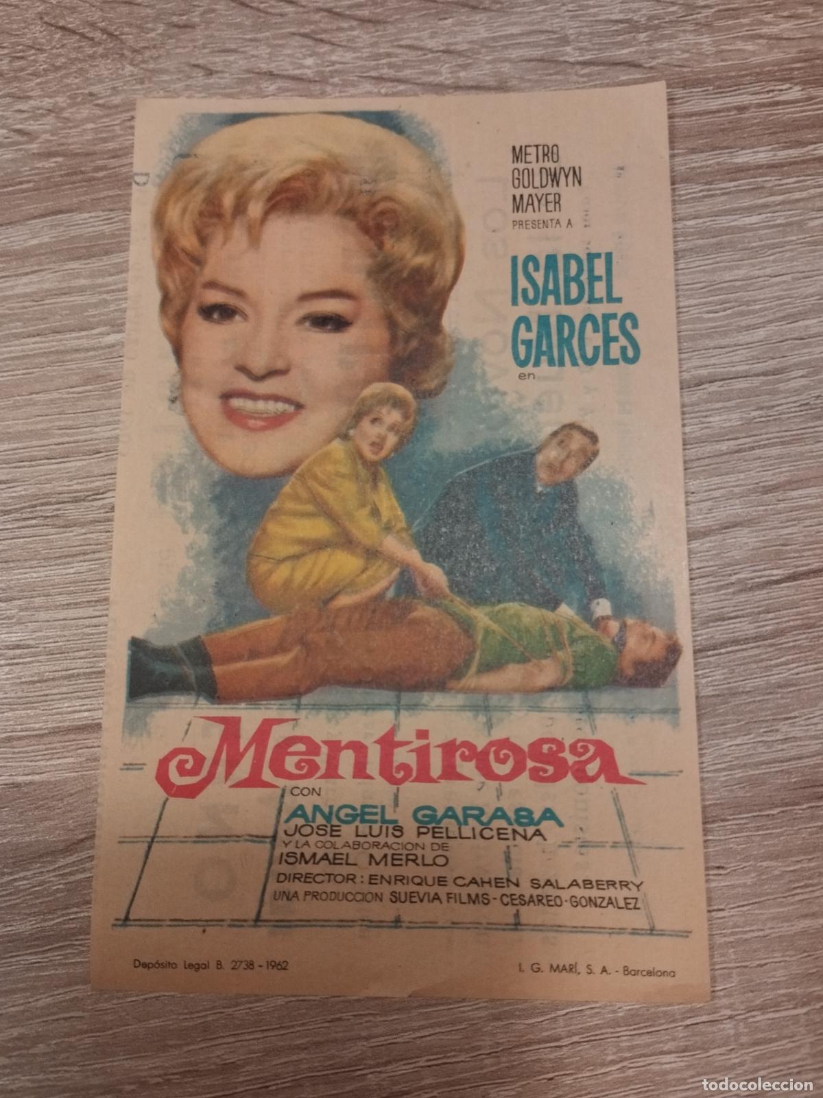 Foglietti di film di film antichi di cinema: SEV. PROGRAMA DE CINE. MENTIROSA. CINE MARIN. TERUEL.