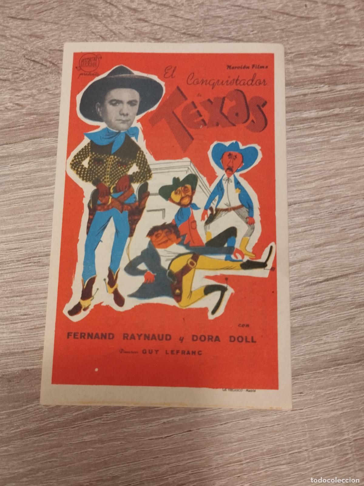 Flyers Publicitaires de Films Anciens: SEV. PROGRAMA DE CINE. EL CONQUISTADOR DE TEXAS. CINE MARIN. TERUEL