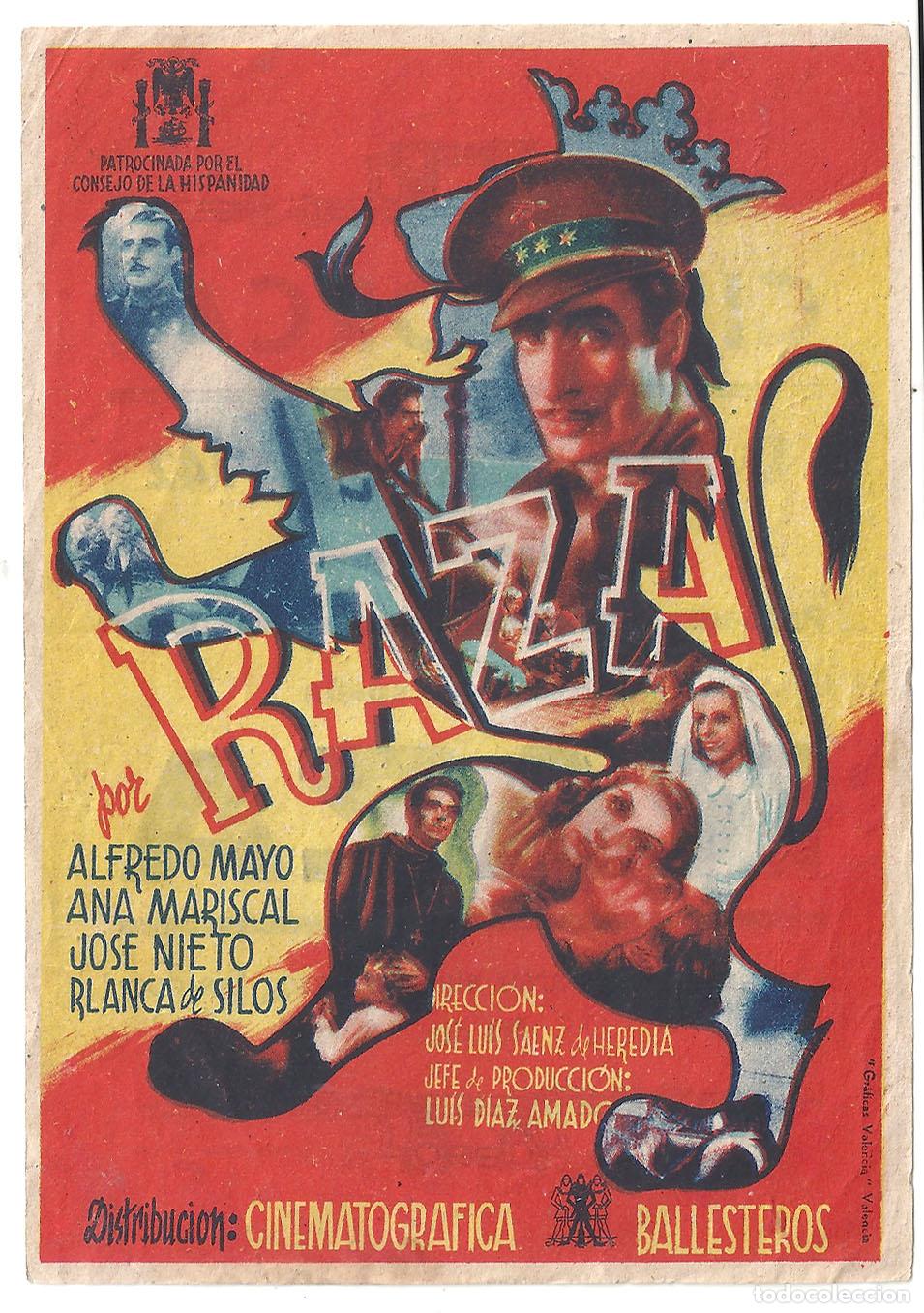  Flyers Publicitaires de films Anciens: PTCC7 12 RAZA PROGRAMA SENCILLO BALLESTEROS CINE ESPA&Ntilde;OL ALFREDO MAYO GUERRA CIVIL GUION DE FRANCO