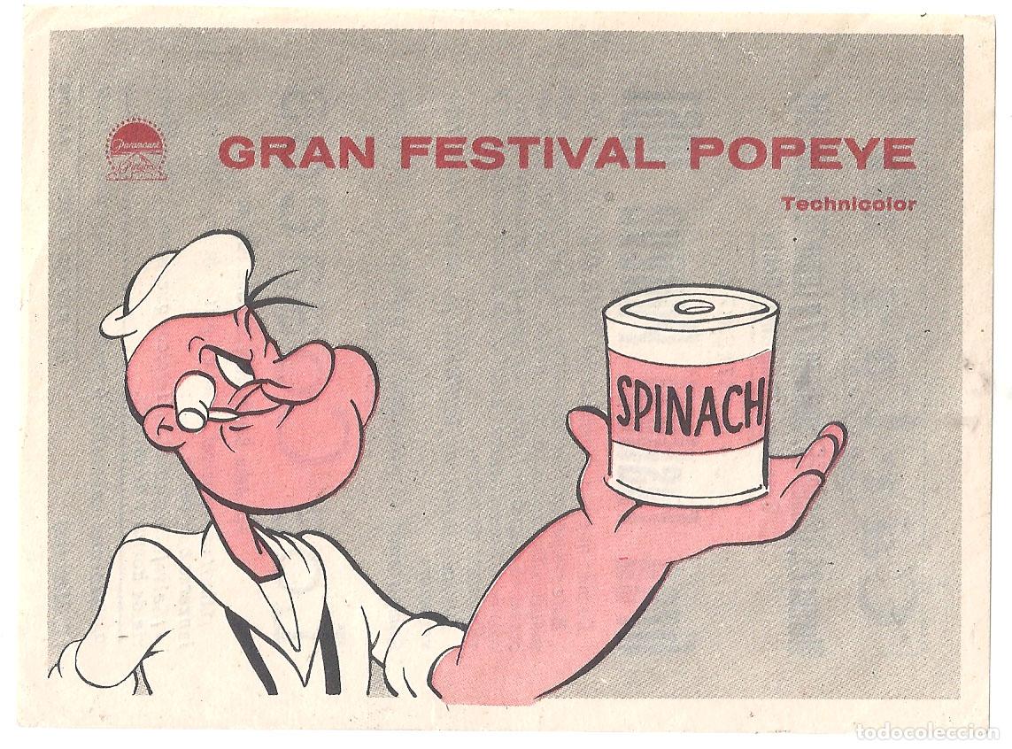  Flyers Publicitaires de films Anciens: PTCC7 12 GRAN FESTIVAL POPEYE PROGRAMA SENCILLO PARAMOUNT ANIMACION apaisado A