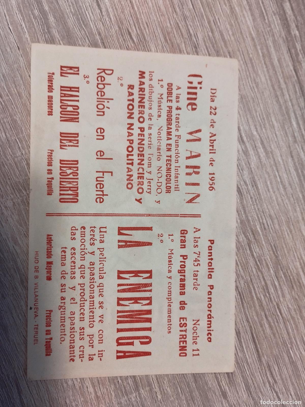 Cine: PROGRAMA DE CINE. LA ENEMIGA. CINE MARIN. TERUEL - Foto 2