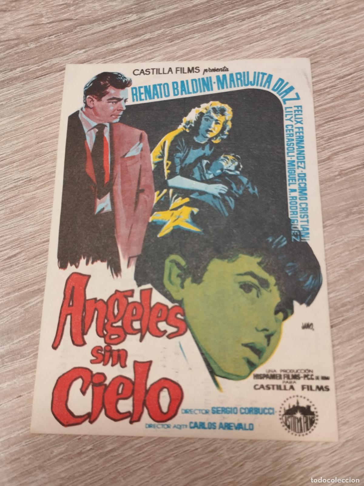Flyers Publicitaires de Films Anciens: SEV. PROGRAMA DE CINE. ANGELES SIN CIELO. RENATO BALDINI Y MARUJITA DIAZ. CINE MARIN. TERUEL