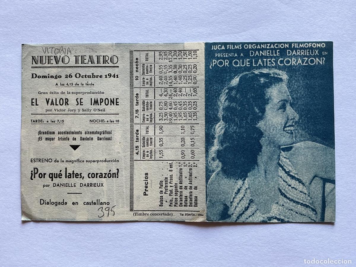 Kino: PROGRAMA DOBLE PORQUE LATES CORAZON DANIELLE DARRIEUX CINE NUEVO TEATRO VITORIA