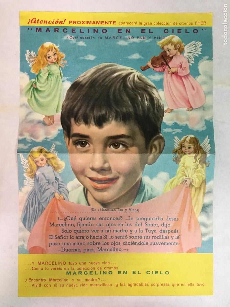  Flyers Publicitaires de films Anciens: PTCC7 12 MARCELINO EN EL CIELO PROGRAMA CON EL ANUNCIO COLECCION DE CROMOS FHER