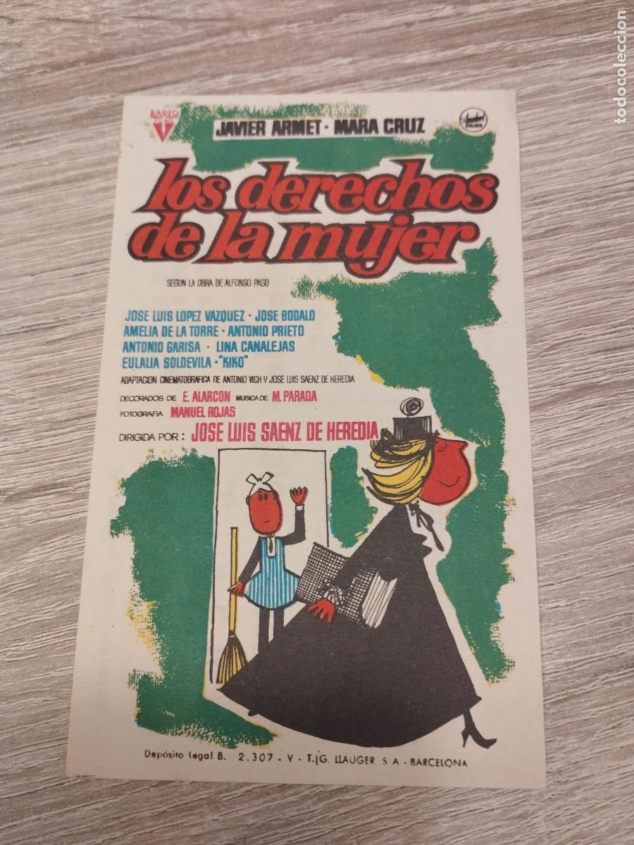 Folhetos de m&atilde;o de filmes antigos de cinema: SEV. PROGRAMA DE CINE. LOS DERECHOS DE LA MUJER. CINE MARIN. TERUEL.