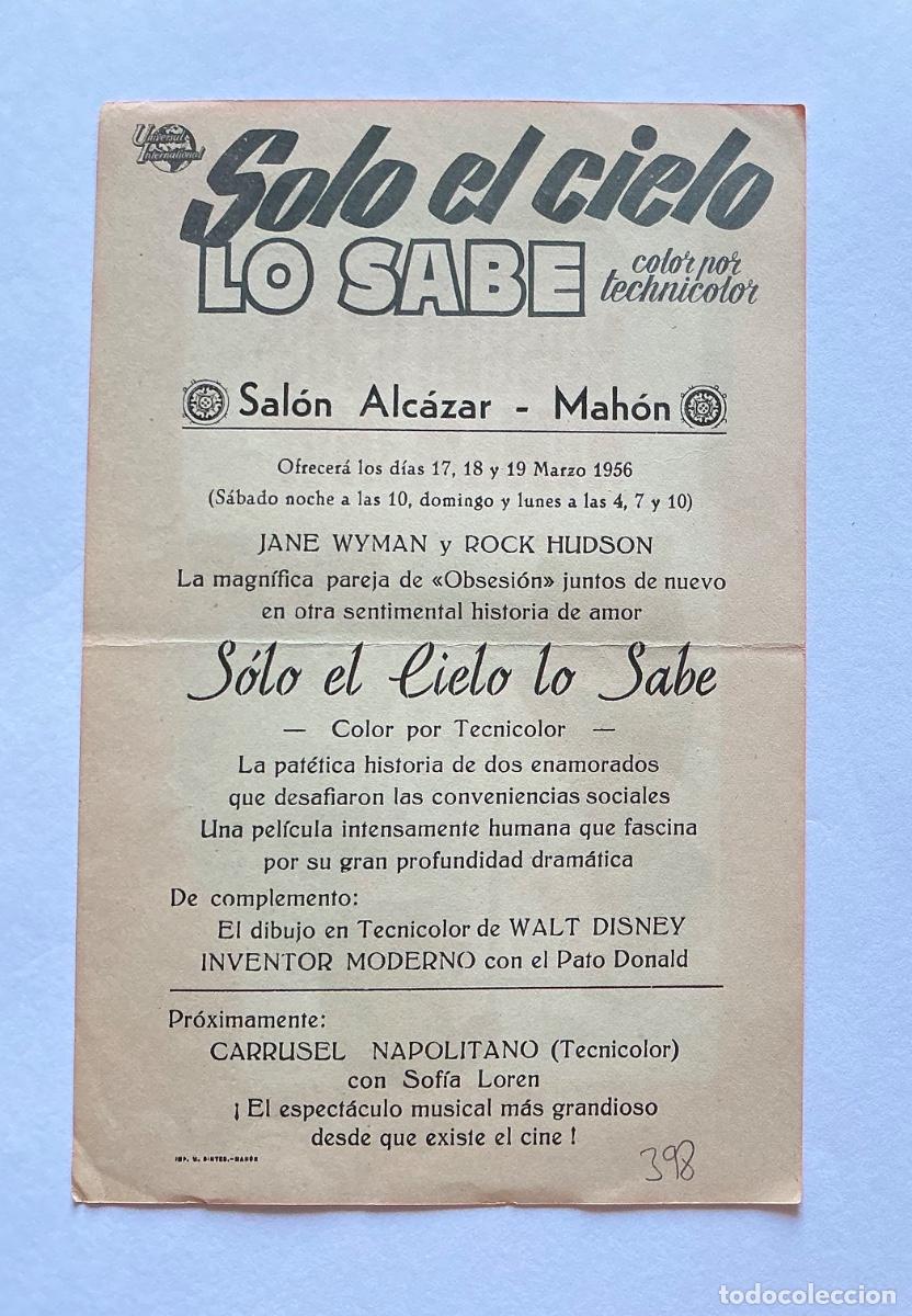Cine: PROGRAMA 13&rsquo;5x21 CMS UNIVERSAL SOLO EL CIELO LO SABE CINE SAL&Oacute;N ALCAZAR MAH&Oacute;N MENORCA BALEARES