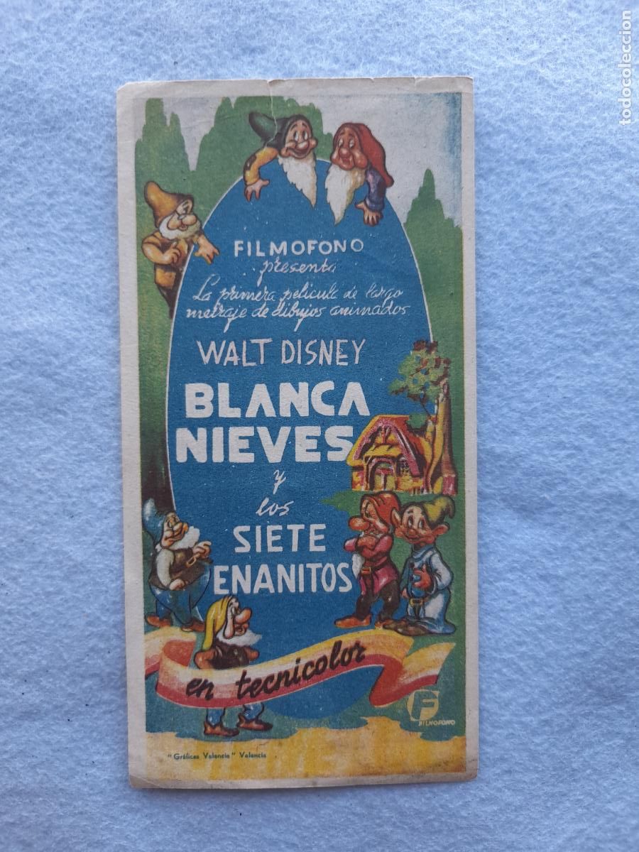  Flyers Publicitaires de films Anciens: Blancanieves y los Siete Enanitos. Walt Disney.