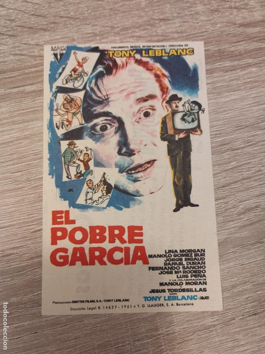 Cinema: SEV. PROGRAMA DE CINE. EL POBRE GARCIA. CON TONY LEBLANC. CINE MARIN. TERUEL.