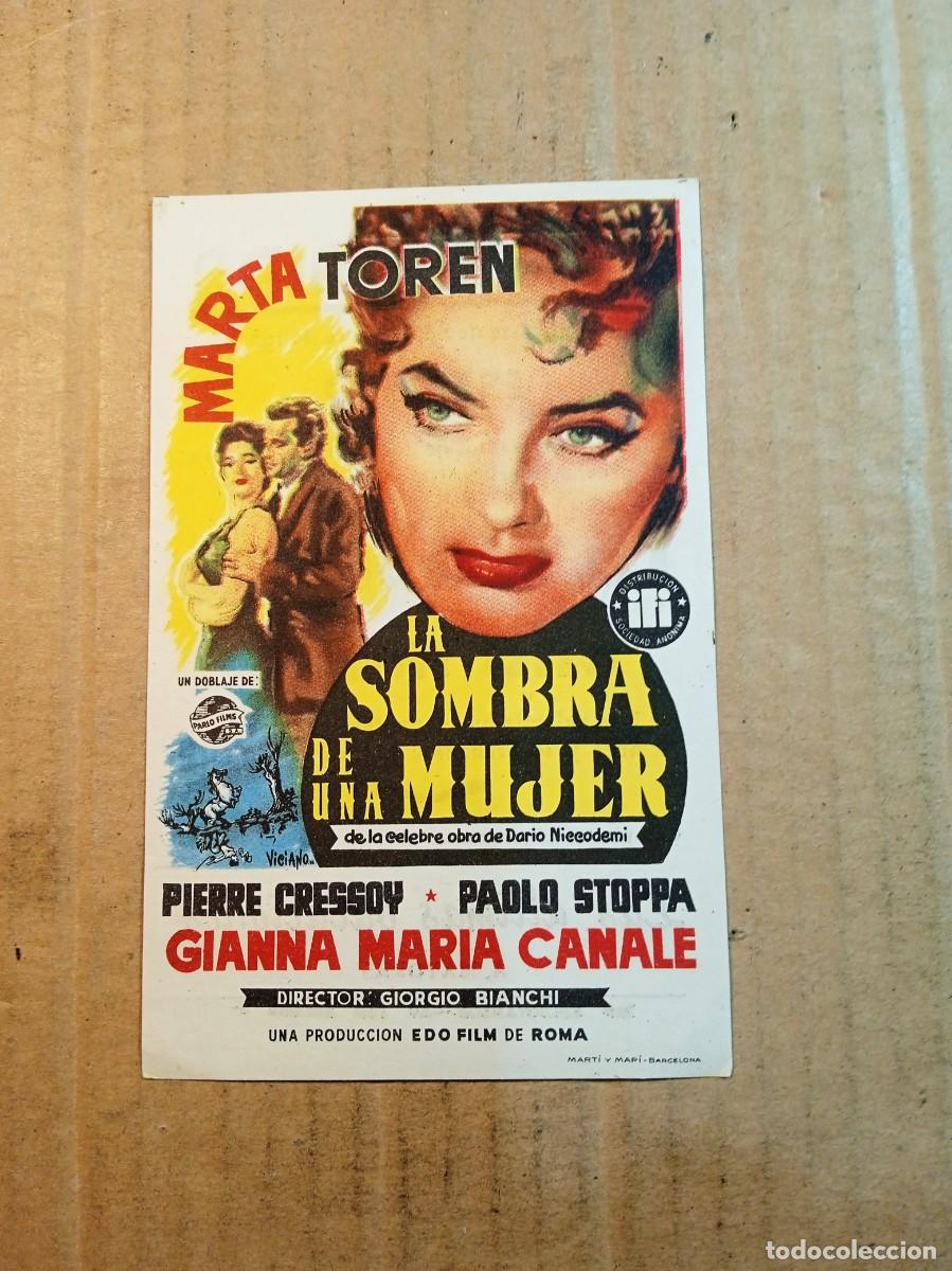 Folhetos de m&atilde;o de filmes antigos de cinema: FOLLETO DE MANO CON PUBLICIDAD LA SOMBRA DE UNA MUJER